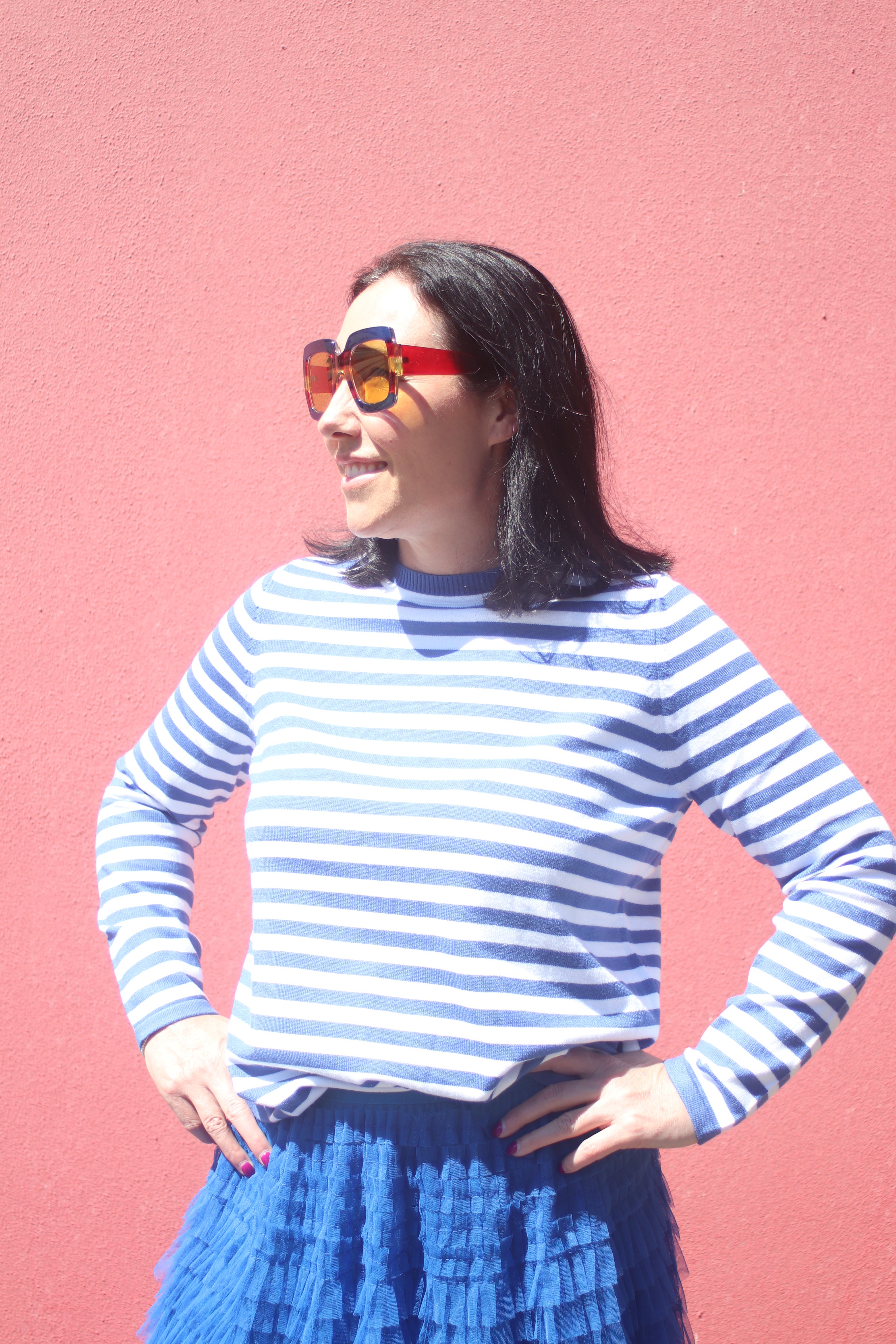 Lucky Stripe Knit Jumper - Blue and White