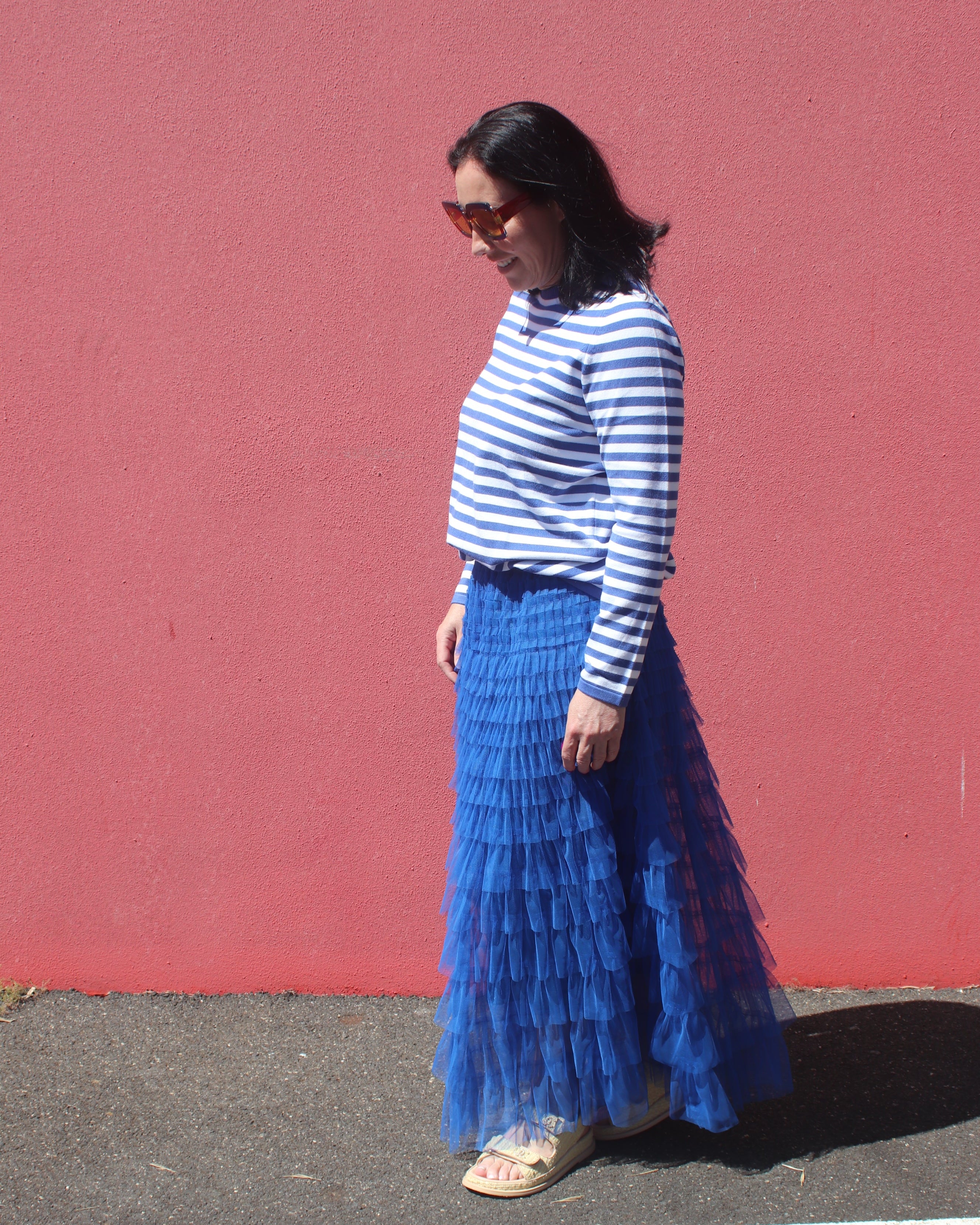 Lucky Stripe Knit Jumper - Blue and White