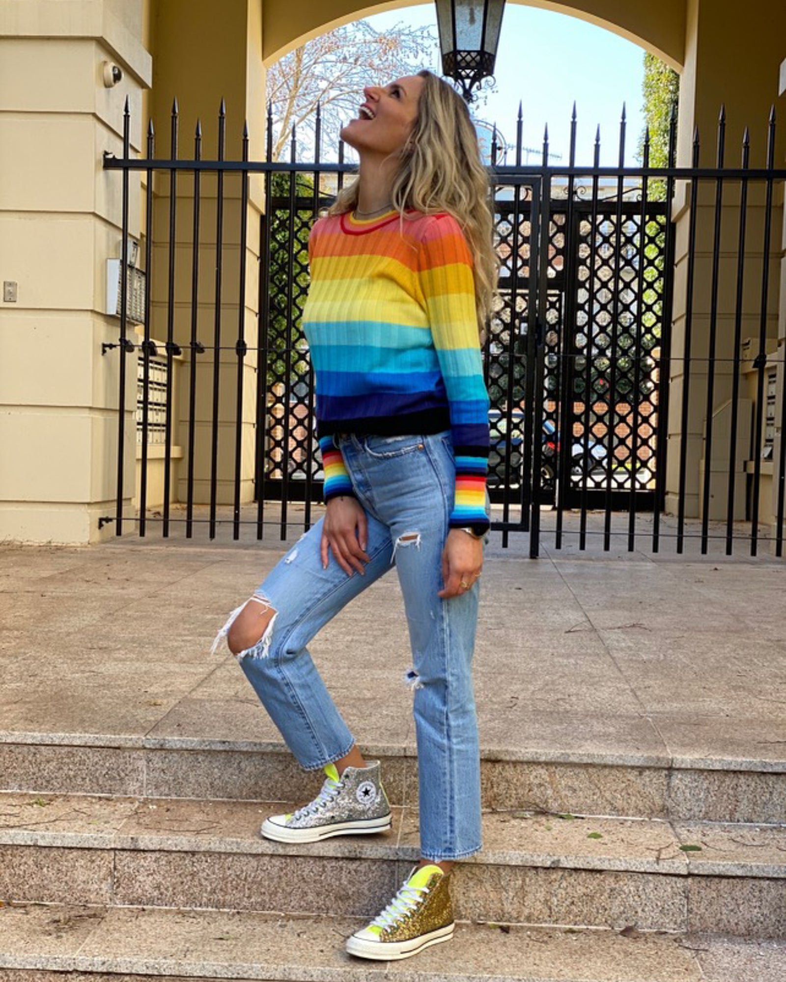 Rainbow Rib Long Sleeve Top